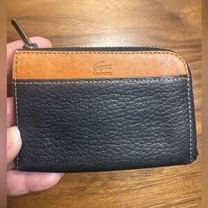 Vintage Lacoste Black and Brown Leather Zip Wallet